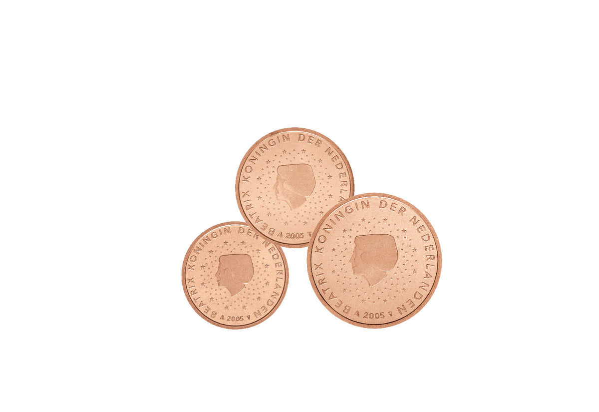 Pièces de 1 à 5 centimes de notre choix, non circulées, provenant des Pays-Bas.