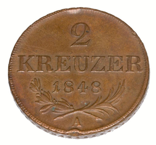 2 kreuzer 1848 François-Joseph Ier d'Autriche Vienne