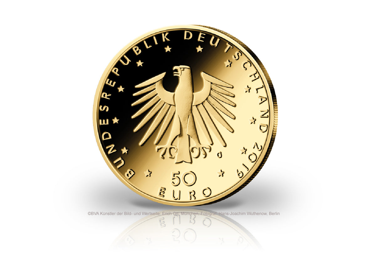 Pièce de 50 euros en or 2019, Allemagne, frappée par Hammerflügel (atelier de notre choix).