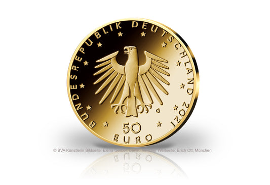 Pièce de 50 euros en or 2021, frappée en Allemagne dans un tambour de notre choix
